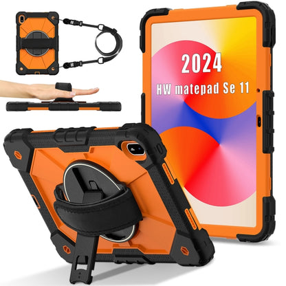 For Huawei MatePad SE 11 2024 Contrast Color Robot Silicone Hybrid PC Tablet Case(Black Orange) - Huawei by buy2fix | Online Shopping UK | buy2fix