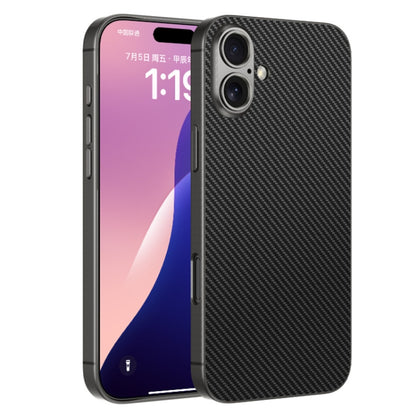 For iPhone 16 Plus GKK Metal Paint Skin Feel Leather Full Coverage Phone Case(Carbon Fibre) - iPhone 16 Plus Cases by GKK | Online Shopping UK | buy2fix