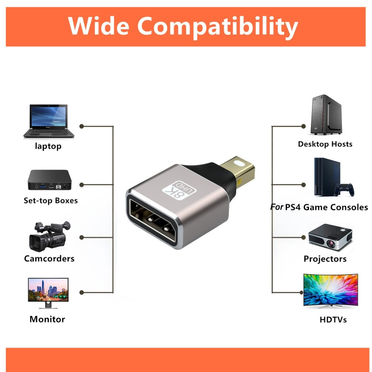 8K 60Hz Male Displayport to Female Mini Displayport Adapter DP Converter -  by buy2fix | Online Shopping UK | buy2fix