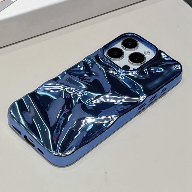 For iPhone 16 Pro Water Ripple Electroplating Paint TPU Phone Case(Dark Blue) - iPhone 16 Pro Cases by buy2fix | Online Shopping UK | buy2fix