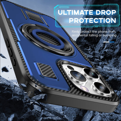 For iPhone 16 Pro Max Ring Holder Carbon Fiber PC Hybrid TPU Phone Case(Blue) - iPhone 16 Pro Max Cases by buy2fix | Online Shopping UK | buy2fix