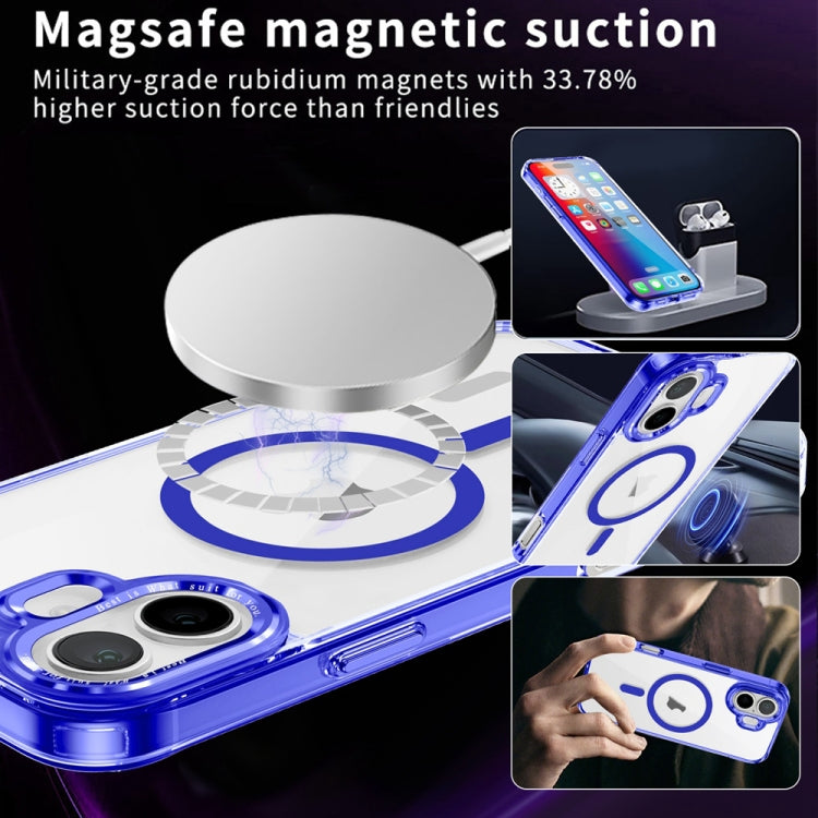 For iPhone 16 Plus Ice Color Magnetic Series Magsafe Magnetic PC Hybrid TPU Phone Case(Blue) - iPhone 16 Plus Cases by buy2fix | Online Shopping UK | buy2fix