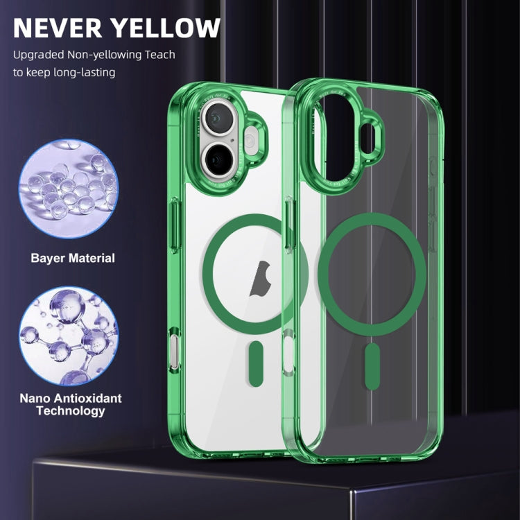 For iPhone 16 Ice Color Magnetic Series Magsafe Magnetic PC Hybrid TPU Phone Case(Green) - iPhone 16 Cases by buy2fix | Online Shopping UK | buy2fix