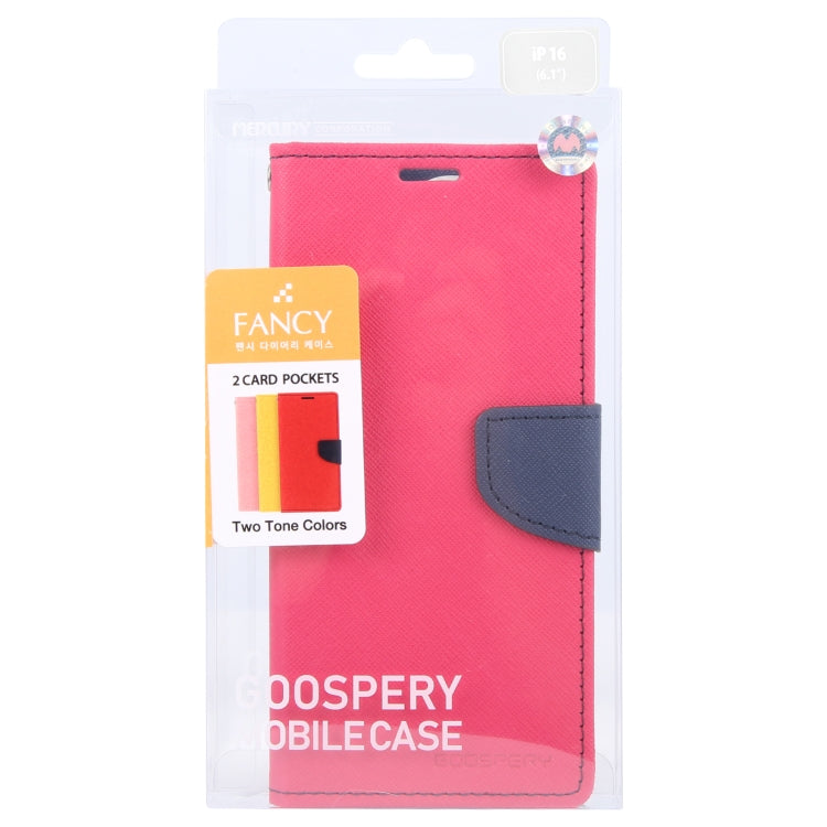 For iPhone 16 Plus GOOSPERY FANCY DIARY Cross Texture Leather Phone Case(Rose Red) - iPhone 16 Plus Cases by GOOSPERY | Online Shopping UK | buy2fix