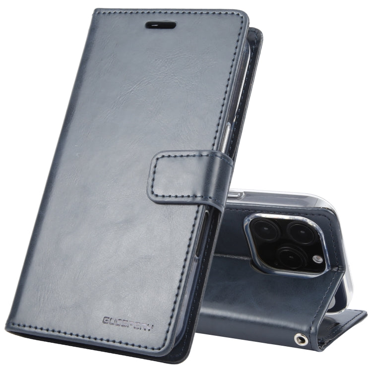 For iPhone 16 Pro GOOSPERY BLUE MOON Crazy Horse Texture Leather Phone Case(Dark Blue) - iPhone 16 Pro Cases by GOOSPERY | Online Shopping UK | buy2fix