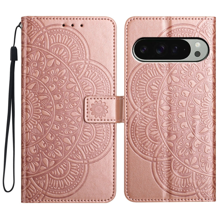 For Google Pixel 9 Pro XL Flower Embossed Leather Phone Case(Rose Gold) - Google Cases by buy2fix | Online Shopping UK | buy2fix