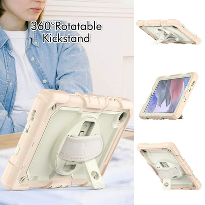 For Samsung Galaxy Tab A7 Lite T220 Silicone Hybrid PC Tablet Case with Shoulder Strap(Beige + Rose Gold) - Tab A7 Lite T220 / T225 by buy2fix | Online Shopping UK | buy2fix