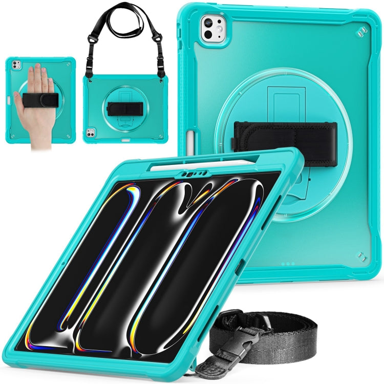 For iPad Pro 11 2024 Heavy Duty Hybrid Tablet Case with Hand Grip & Strap(Light Blue) - iPad Pro 11 2024 Cases by buy2fix | Online Shopping UK | buy2fix