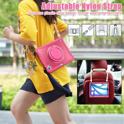 For iPad Air 11 2024 Heavy Duty Hybrid Tablet Case with Handle & Strap(Rose Red) - iPad Air 11 2024 Cases by buy2fix | Online Shopping UK | buy2fix