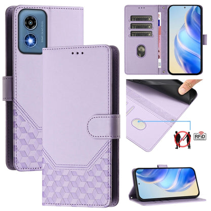 For Motorola Moto G Play 5G 2024 Oversea Honeycomb Embossing RFID Leather Phone Case(Light Purple) - Motorola Cases by buy2fix | Online Shopping UK | buy2fix