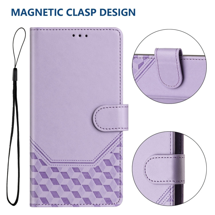 For Motorola Moto G Play 5G 2024 Oversea Honeycomb Embossing RFID Leather Phone Case(Light Purple) - Motorola Cases by buy2fix | Online Shopping UK | buy2fix