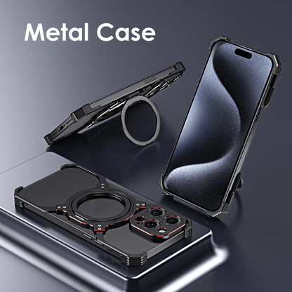 For iPhone 16 Pro Max Mechanical Arm Borderless MagSafe Holder Metal Phone Case(Silver) - iPhone 16 Pro Max Cases by buy2fix | Online Shopping UK | buy2fix