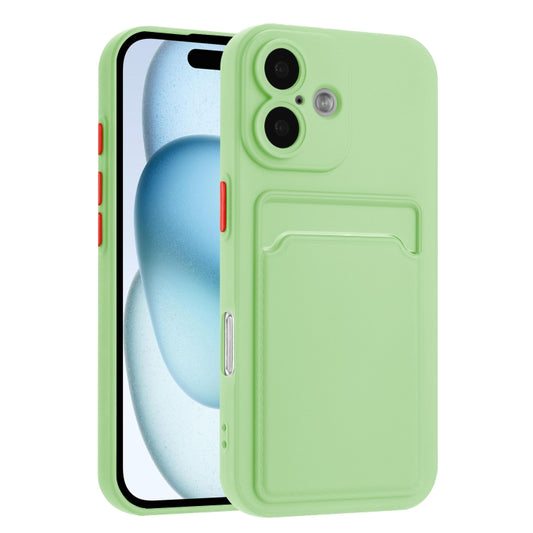 For iPhone 16 Skin Feel Card Contrast Color Button TPU Phone Case(Light Green) - iPhone 16 Cases by buy2fix | Online Shopping UK | buy2fix