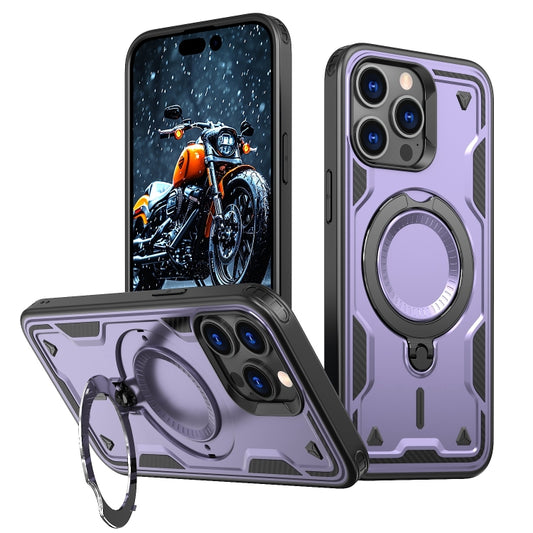 For iPhone 13 Pro Max PC Hybrid TPU Armor MagSafe Ring Holder Phone Case(Purple) - iPhone 13 Pro Max Cases by buy2fix | Online Shopping UK | buy2fix