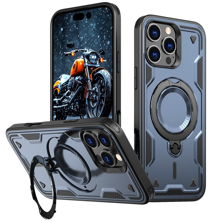 For iPhone 16 Pro Max PC Hybrid TPU Armor MagSafe Holder Phone Case(Blue) - iPhone 16 Pro Max Cases by buy2fix | Online Shopping UK | buy2fix