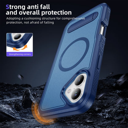 For iPhone 16 Guard MagSafe Holder Matte PC Hybrid TPU Phone Case(Royal Blue) - iPhone 16 Cases by buy2fix | Online Shopping UK | buy2fix