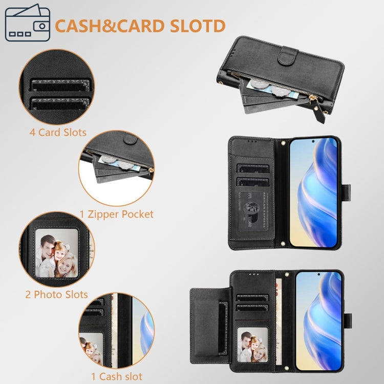 For iPhone 16 Pro Multi-Card Slots Zipper Wallet Leather Phone Case(Black) - iPhone 16 Pro Cases by buy2fix | Online Shopping UK | buy2fix