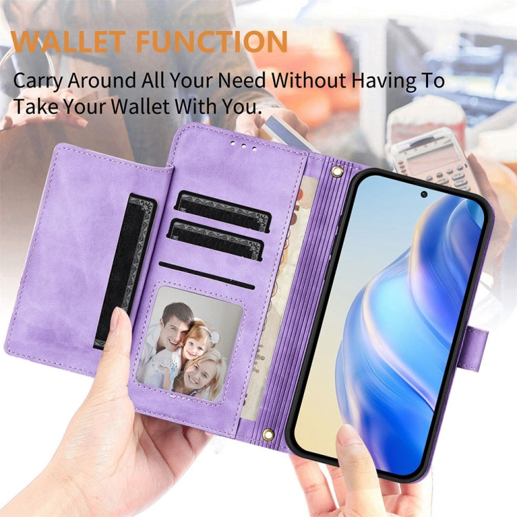 For iPhone 16 Multi-Card Slots Zipper Wallet Leather Phone Case(Purple) - iPhone 16 Cases by buy2fix | Online Shopping UK | buy2fix