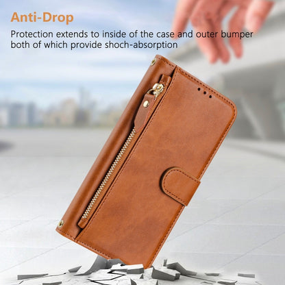 For iPhone SE 2024 Multi-Card Slots Zipper Wallet Leather Phone Case(Brown) - More iPhone Cases by buy2fix | Online Shopping UK | buy2fix