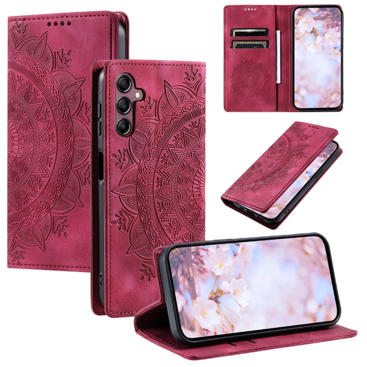 For Samsung Galaxy S25 5G Totem Embossed Magnetic Leather Phone Case(Red) - Galaxy S25 5G Cases by buy2fix | Online Shopping UK | buy2fix