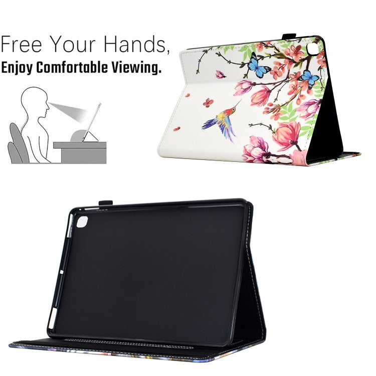 For Samsung Galaxy Tab S6 Lite 2020 Painted Pattern Leather Tablet Case(Flowers Bird) - Tab S6 Lite P610 / P615 by buy2fix | Online Shopping UK | buy2fix