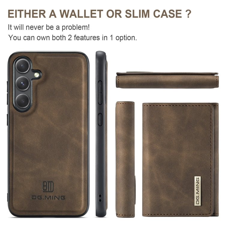 For Samsung Galaxy S24 FE 5G DG.MING M1 Series 3-Fold Multi Card Wallet + Magnetic Phone Case(Coffee) - Galaxy S24 FE 5G Cases by DG.MING | Online Shopping UK | buy2fix