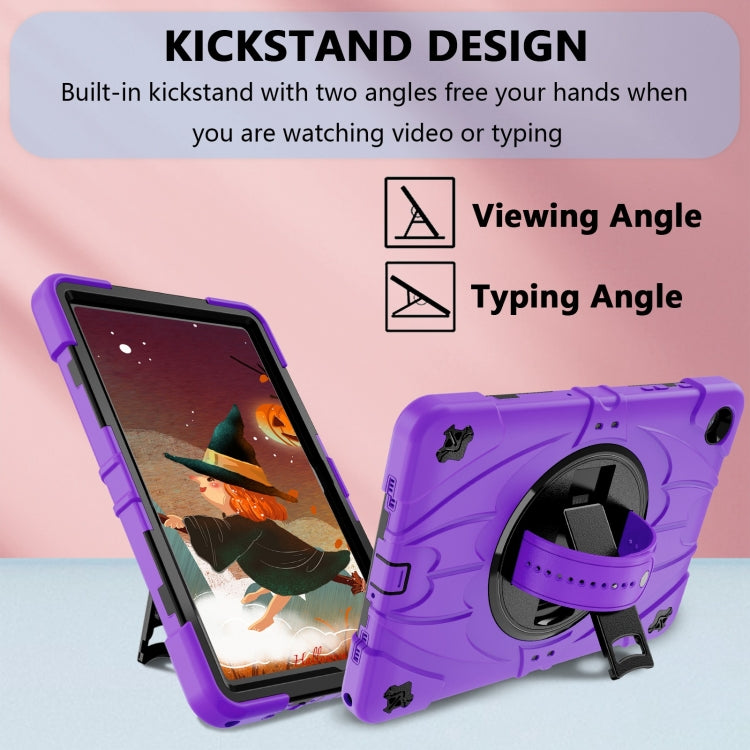 For Samsung Galaxy Tab A9+ Bat Hand Grip Turntable Stand Tablet Case(Purple Black) - Galaxy Tab A9+ by buy2fix | Online Shopping UK | buy2fix