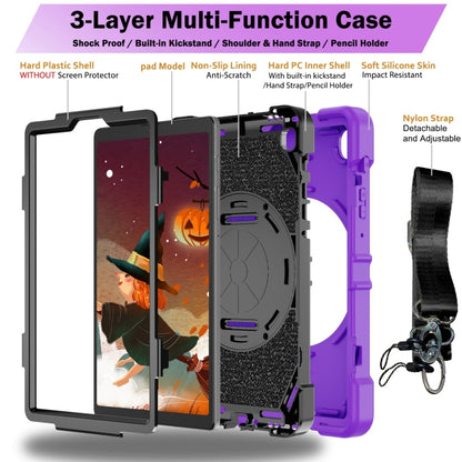 For Samsung Galaxy Tab A7 Lite Bat Hand Grip Turntable Stand Tablet Case(Purple Black) - Tab A7 Lite T220 / T225 by buy2fix | Online Shopping UK | buy2fix