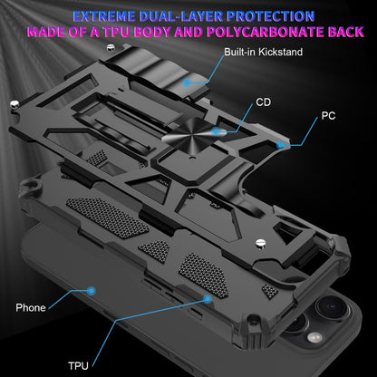 For iPhone 16 Pro Max Armor Shockproof TPU Hybrid PC Magnetic Phone Case with Holder(Gold) - iPhone 16 Pro Max Cases by buy2fix | Online Shopping UK | buy2fix