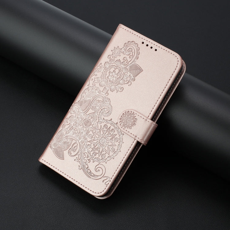 For Samsung Galaxy S25 5G Datura Flower Embossed Flip Leather Phone Case(Rose Gold) - Galaxy S25 5G Cases by buy2fix | Online Shopping UK | buy2fix