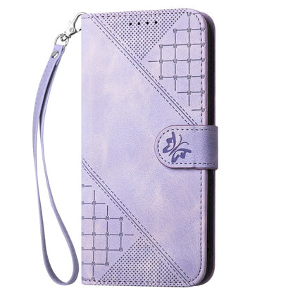 For Samsung Galaxy S25+ 5G YX0080 Grid Butterfly Embossed Pattern Flip Leather Phone Case with Lanyard(Light Purple) - Galaxy S25+ 5G Cases by buy2fix | Online Shopping UK | buy2fix