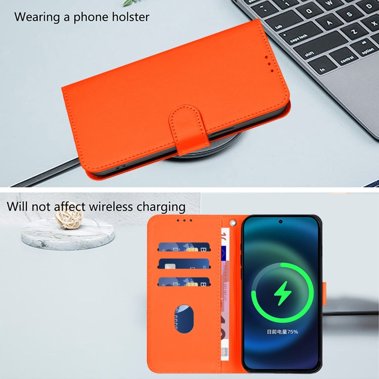 For OnePlus 11 Skin Feel Solid Color Leather Phone Case with Lanyard(Orange) - OnePlus Cases by buy2fix | Online Shopping UK | buy2fix