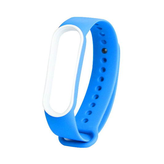 For Xiaomi Mi Band 5 Two-color TPE Watch Band(Light Blue+White) - Watch Bands by buy2fix | Online Shopping UK | buy2fix