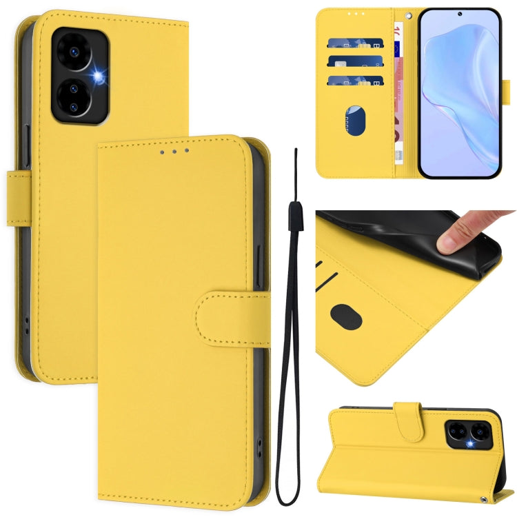 For Boost MobIle Celero 5G 2024 / 3 5G Skin Feel Solid Color Leather Phone Case with Lanyard(Lemon Yellow) - More Brand by buy2fix | Online Shopping UK | buy2fix