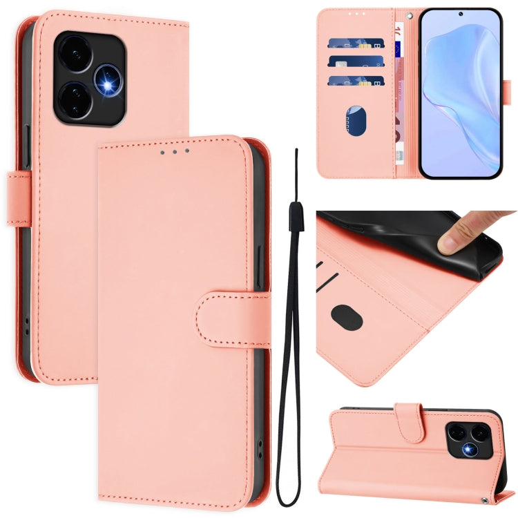 For Boost MobIle Celero 5G+ 2024 / 3+ 5G Skin Feel Solid Color Leather Phone Case with Lanyard(Pink) - More Brand by buy2fix | Online Shopping UK | buy2fix