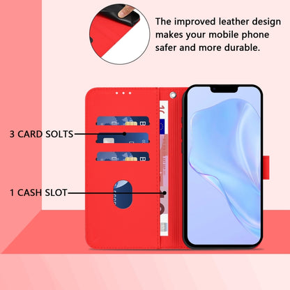 For iPhone 16 Pro Max Skin Feel Solid Color Leather Phone Case with Lanyard(Red) - iPhone 16 Pro Max Cases by buy2fix | Online Shopping UK | buy2fix