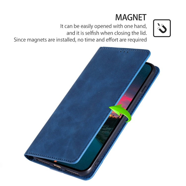 For iPhone 16 Pro Skin Feel Magnetic Leather Phone Case(Blue) - iPhone 16 Pro Cases by buy2fix | Online Shopping UK | buy2fix