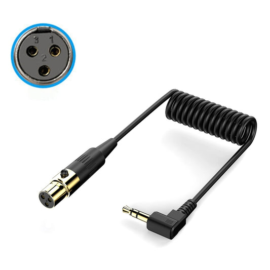 Mini 3 Pin XLR Female to 3.5mm TRS PC Camera Microphone Coiled Stereo Audio Adapter Cable, Length: 0.5m(Black) - Microphone Audio Cable & Connector by buy2fix | Online Shopping UK | buy2fix