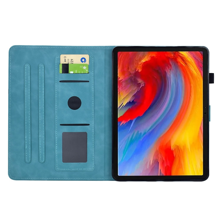 For Samsung Galaxy Tab S9 Flowers and Bird Embossed Smart Leather Tablet Case(Light Blue) - Galaxy Tab S9 Cases by buy2fix | Online Shopping UK | buy2fix