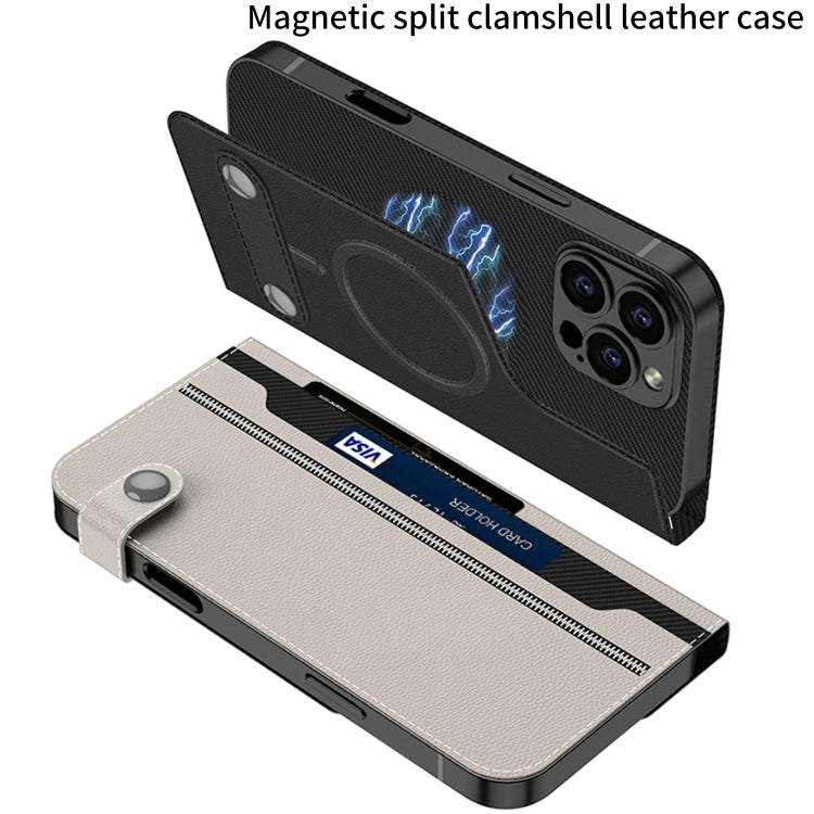 For iPhone 16 Pro GKK Detachable Flip Leather MagSafe Phone Case(Carbon Fiber) - iPhone 16 Pro Cases by GKK | Online Shopping UK | buy2fix