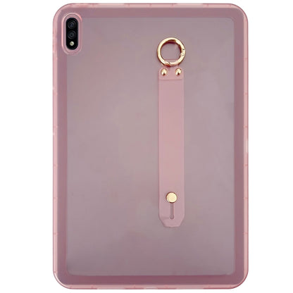 For Samsung Galaxy Tab S9 / S8 / S7 Wristband Holder PC Hybrid TPU Soft Tablet Case(Pink) - Galaxy Tab S9 Cases by buy2fix | Online Shopping UK | buy2fix