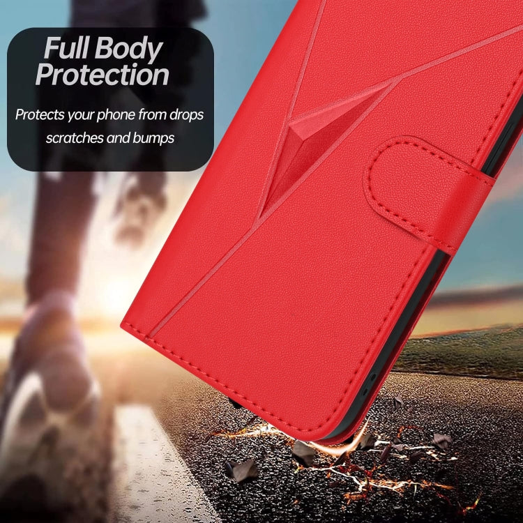 For OnePlus 12 Triangle Pattern Buckle Clasp Leather Phone Case(Red) - OnePlus Cases by buy2fix | Online Shopping UK | buy2fix