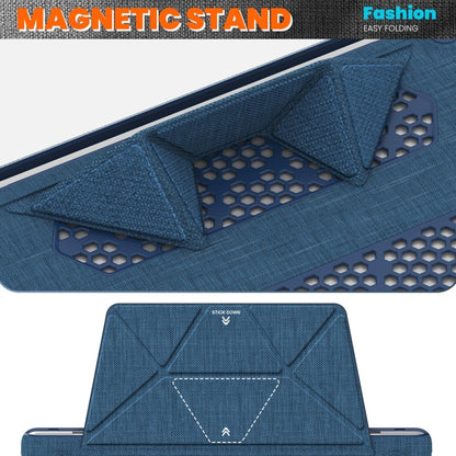 For MacBook Pro 13.3 inch M1 A2338 Fabric Magnetic Holder Laptop Protective Case(Navy Blue) - MacBook Pro Cases by buy2fix | Online Shopping UK | buy2fix