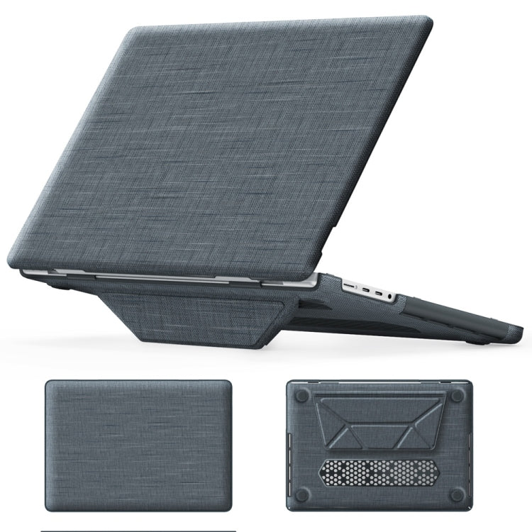 For MacBook Pro 14 inch A2918 / A2992 Fabric Magnetic Holder Laptop Protective Case(Grey) - MacBook Pro Cases by buy2fix | Online Shopping UK | buy2fix