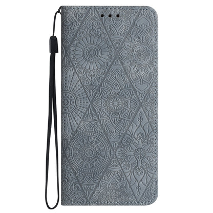 For Samsung Galaxy S25 Ultra 5G Ethnic Embossed Adsorption Leather Phone Case(Grey) - Galaxy S25 Ultra 5G Cases by buy2fix | Online Shopping UK | buy2fix