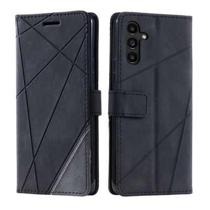 For Samsung Galaxy S25+ 5G Skin Feel Splicing Leather Phone Case(Black) - Galaxy S25+ 5G Cases by buy2fix | Online Shopping UK | buy2fix