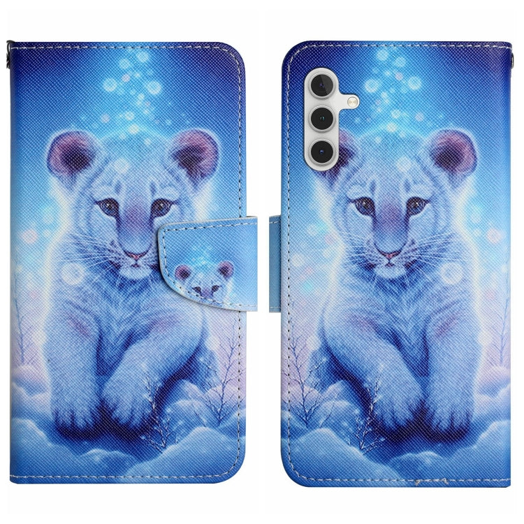 For Samsung Galaxy S25 5G Colored Drawing Pattern Leather Phone Case(Little Leopard) - Galaxy S25 5G Cases by buy2fix | Online Shopping UK | buy2fix