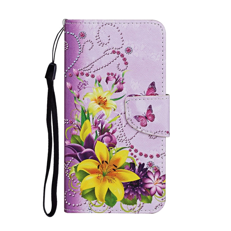 For Samsung Galaxy S25+ 5G Colored Drawing Pattern Leather Phone Case(Yellow Flower Butterfly) - Galaxy S25+ 5G Cases by buy2fix | Online Shopping UK | buy2fix