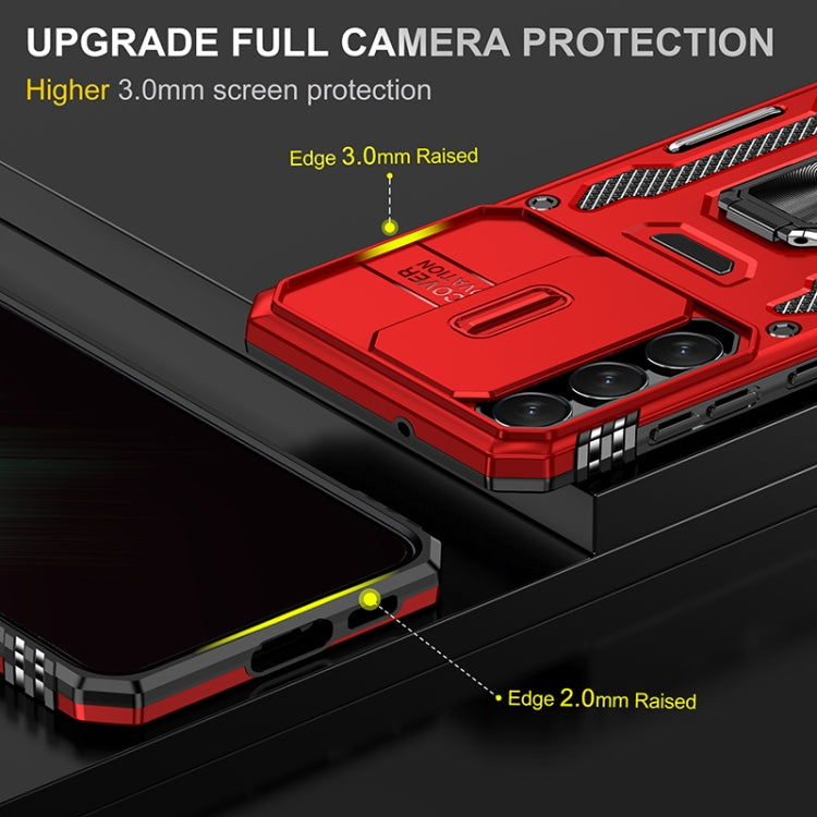 For Samsung Galaxy S25+ 5G Armor PC Hybrid TPU Camera Shield Phone Case(Red) - Galaxy S25+ 5G Cases by buy2fix | Online Shopping UK | buy2fix