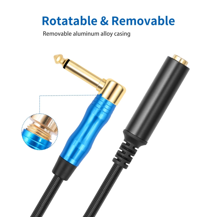 6.35mm 1/4 TRS Male Mono Elbow to Female Electric Guitar Audio Cable, Length:1m(Black Blue) - Microphone Audio Cable & Connector by buy2fix | Online Shopping UK | buy2fix